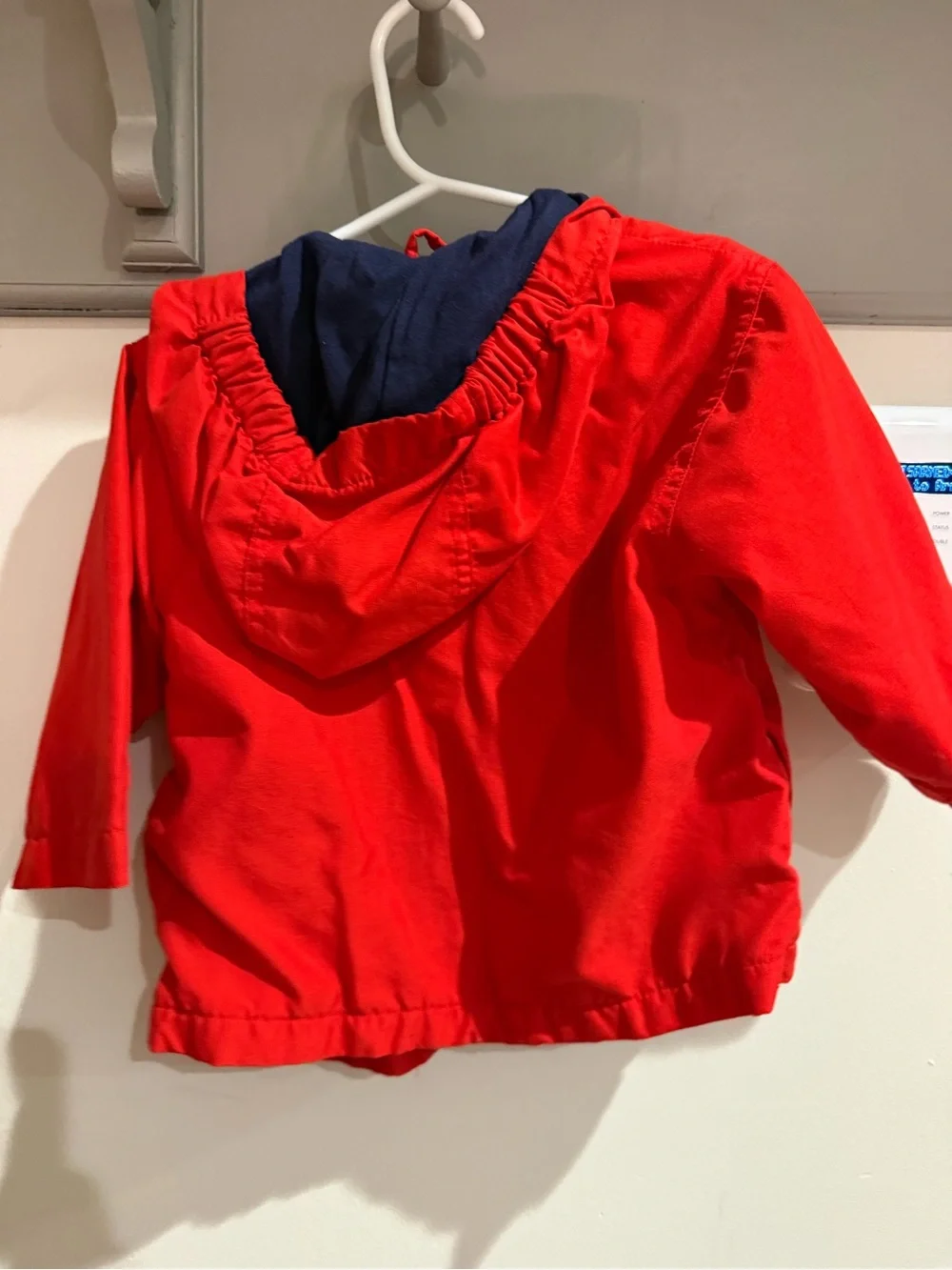 Carter's Red Hooded Raincoat with Lion Applique and Navy Lining